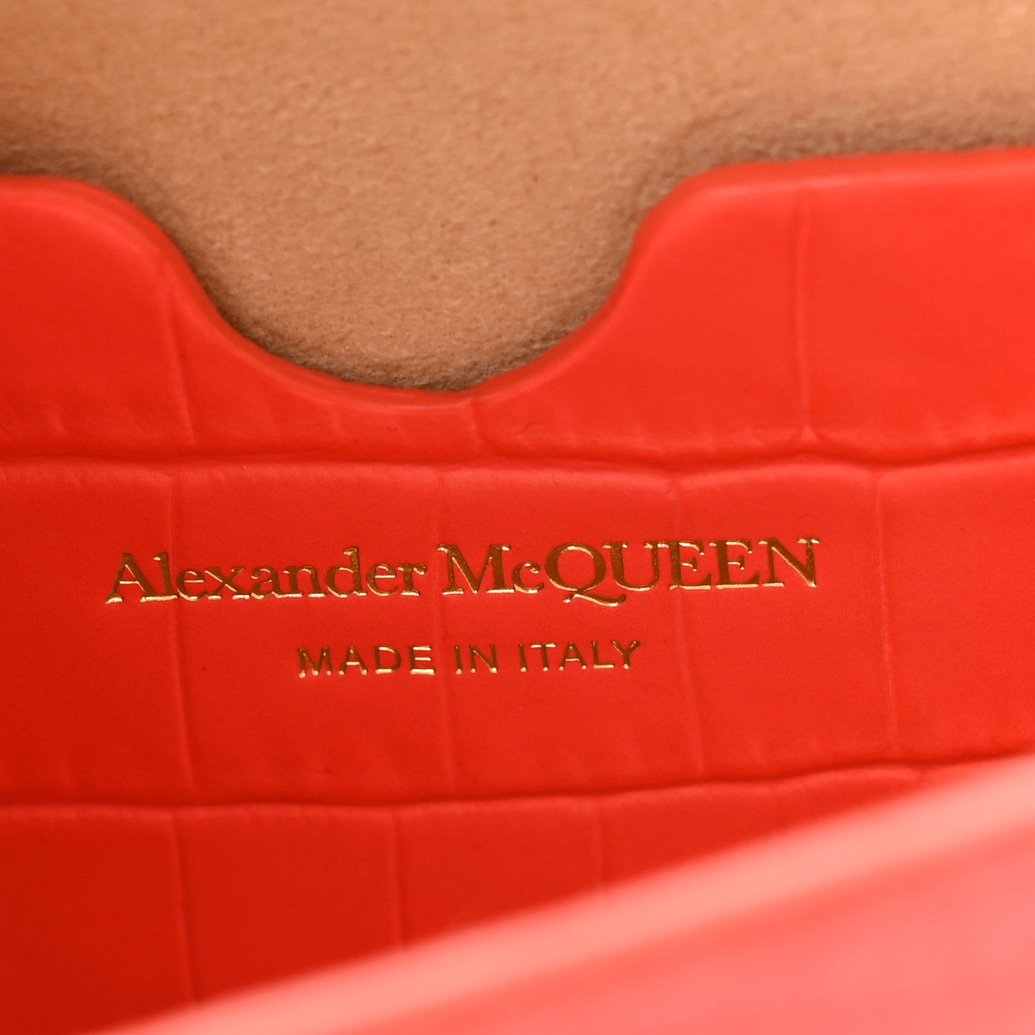 Alexander McQueen Calfskin Crocodile Embossed Skull Mini Crossbody Bag Coral 6 of 10