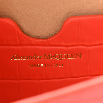 Alexander McQueen Calfskin Crocodile Embossed Skull Mini Crossbody Bag Coral 6 of 10