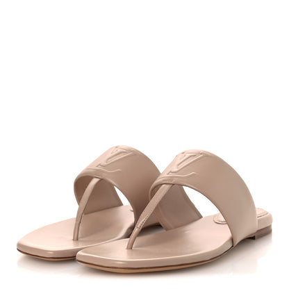 Louis Vuitton Lambskin Embossed Monogram Drapy Flat Thong Sandal 35.5 Beige 4 of 12