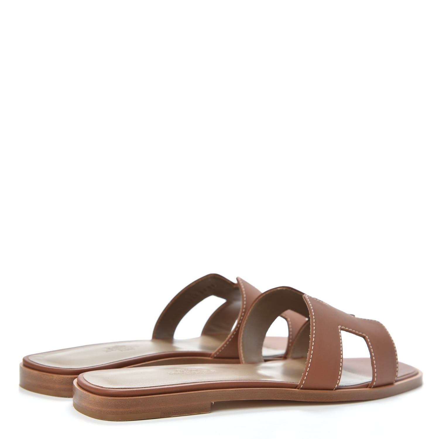 Hermes Box Calfskin Oran Sandals 37 Gold 4 of 9