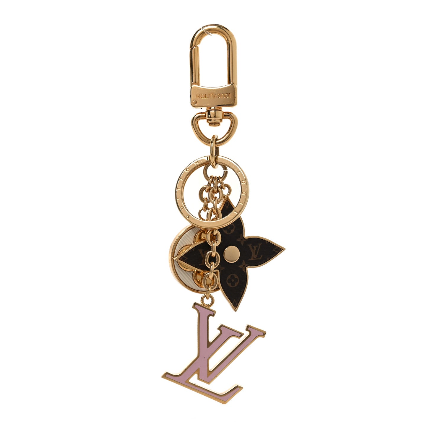 Metal Monogram Epi Spring Street Bag Charm Key Holder Gold