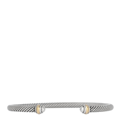 David Yurman Sterling Silver 18K Yellow Gold 4mm Cable Classics Bracelet 1 of 4