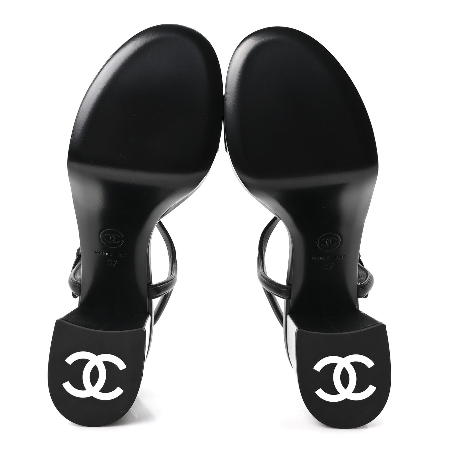 Lambskin Logo Platform Sandals 37 Black