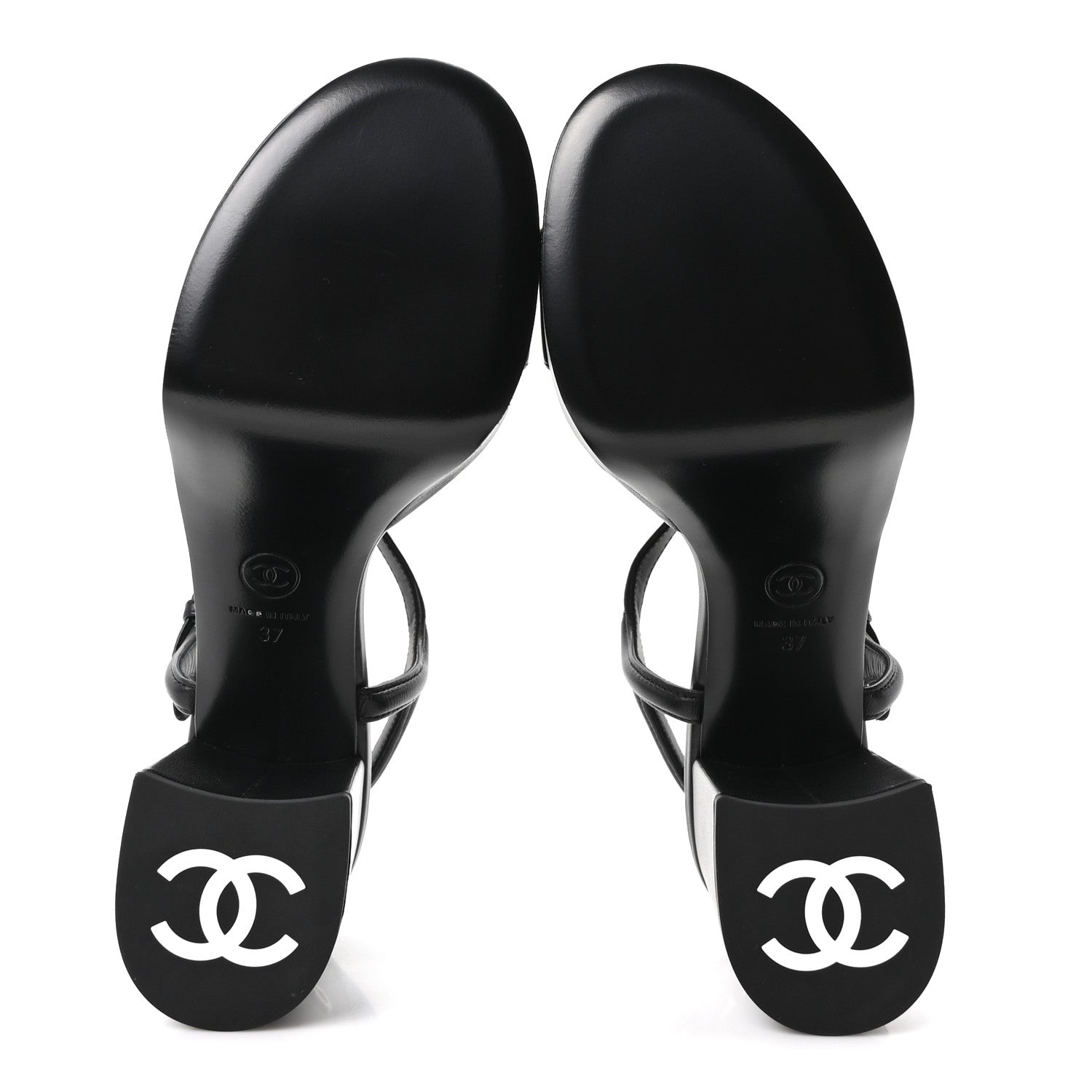 Chanel Lambskin Logo Platform Sandals 37 Black 6 of 10