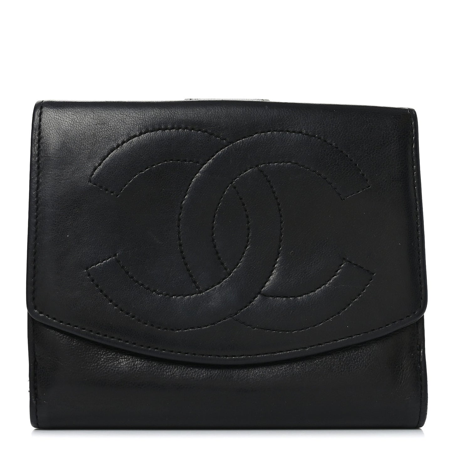 Lambskin Timeless CC Compact French Wallet Black