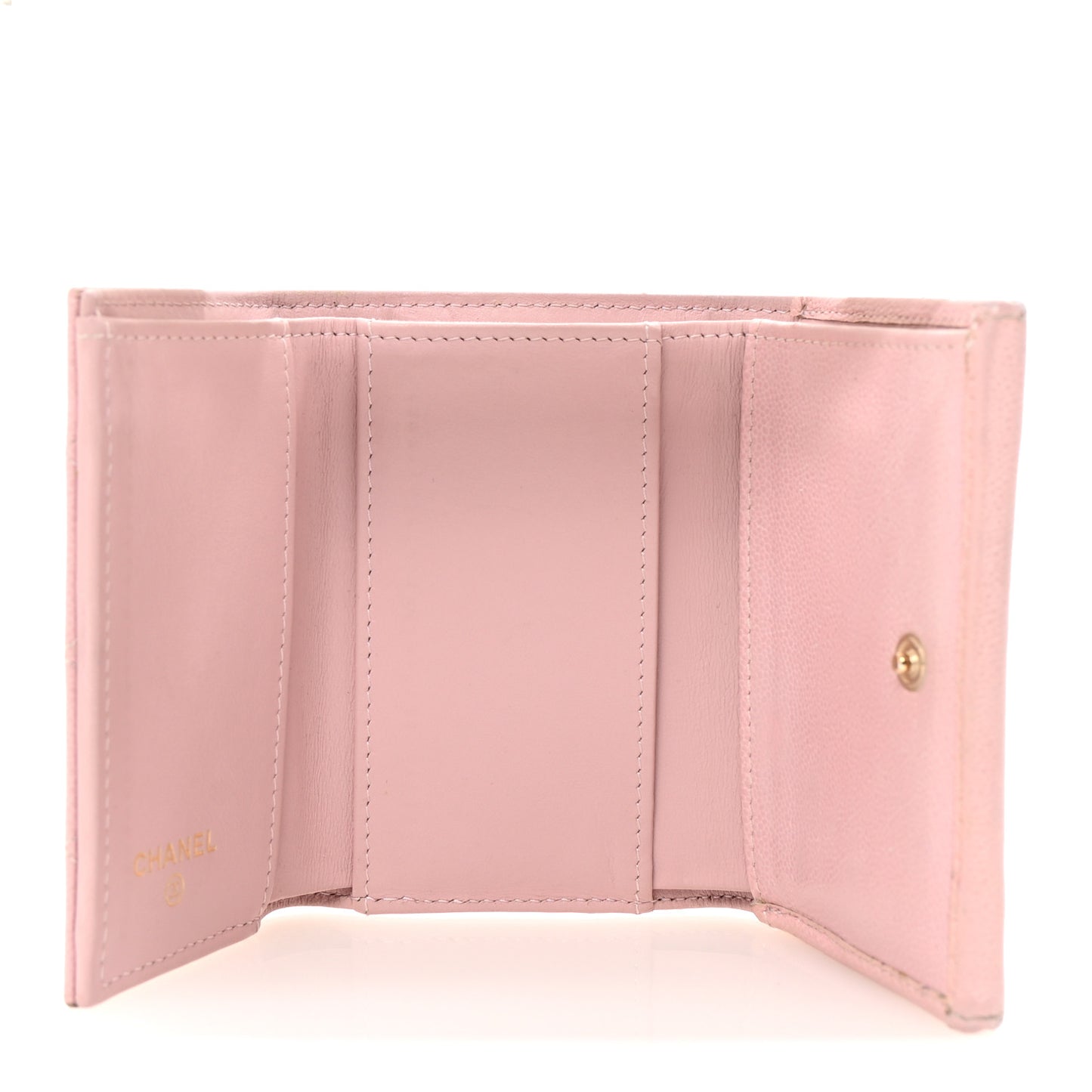 Caviar Quilted Studded CC Double Flap Wallet Light Pink