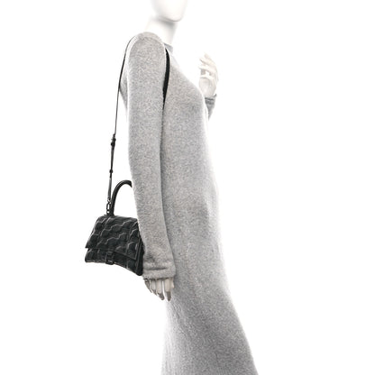 Balenciaga Nappa BB Monogram Embossed Small Hourglass Top Handle Bag Black 2 of 12