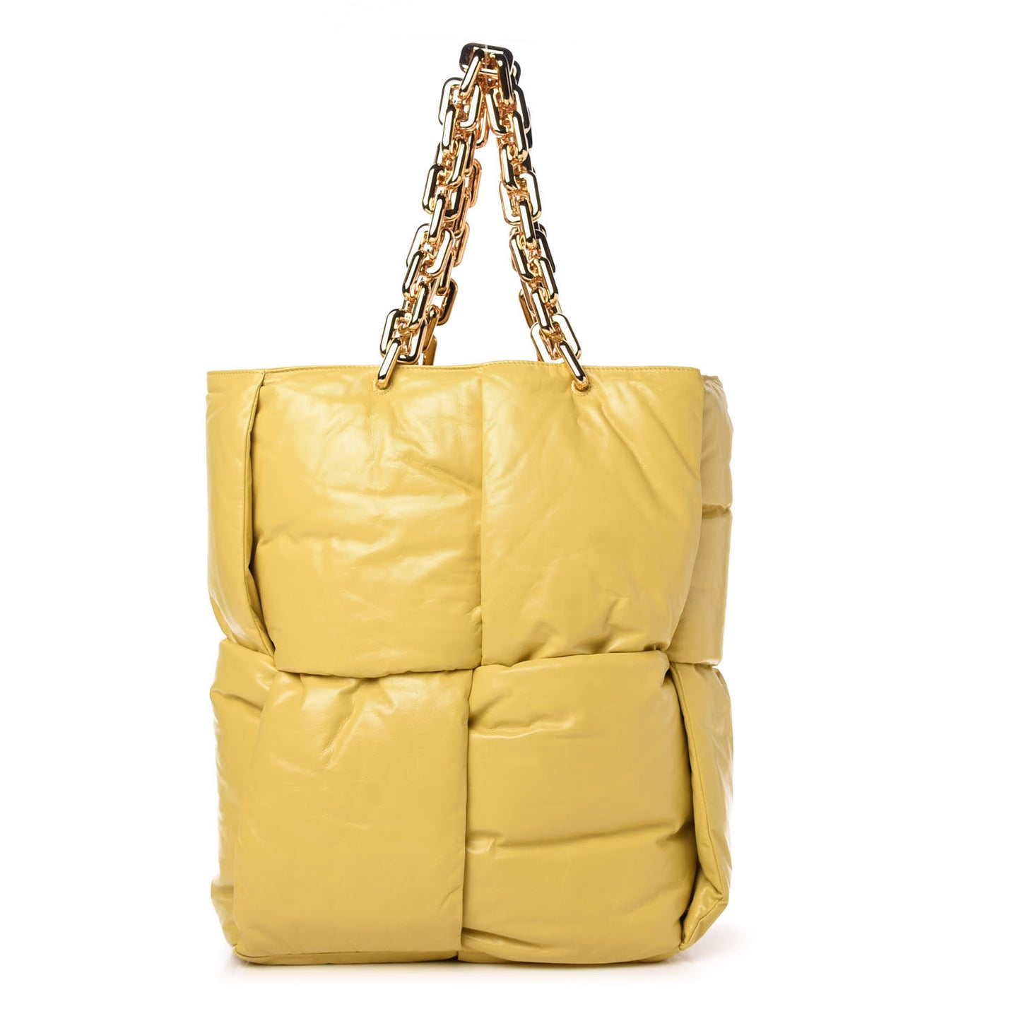 Calfskin Maxi Intrecciato Puffy Chain Tote Bag Straw