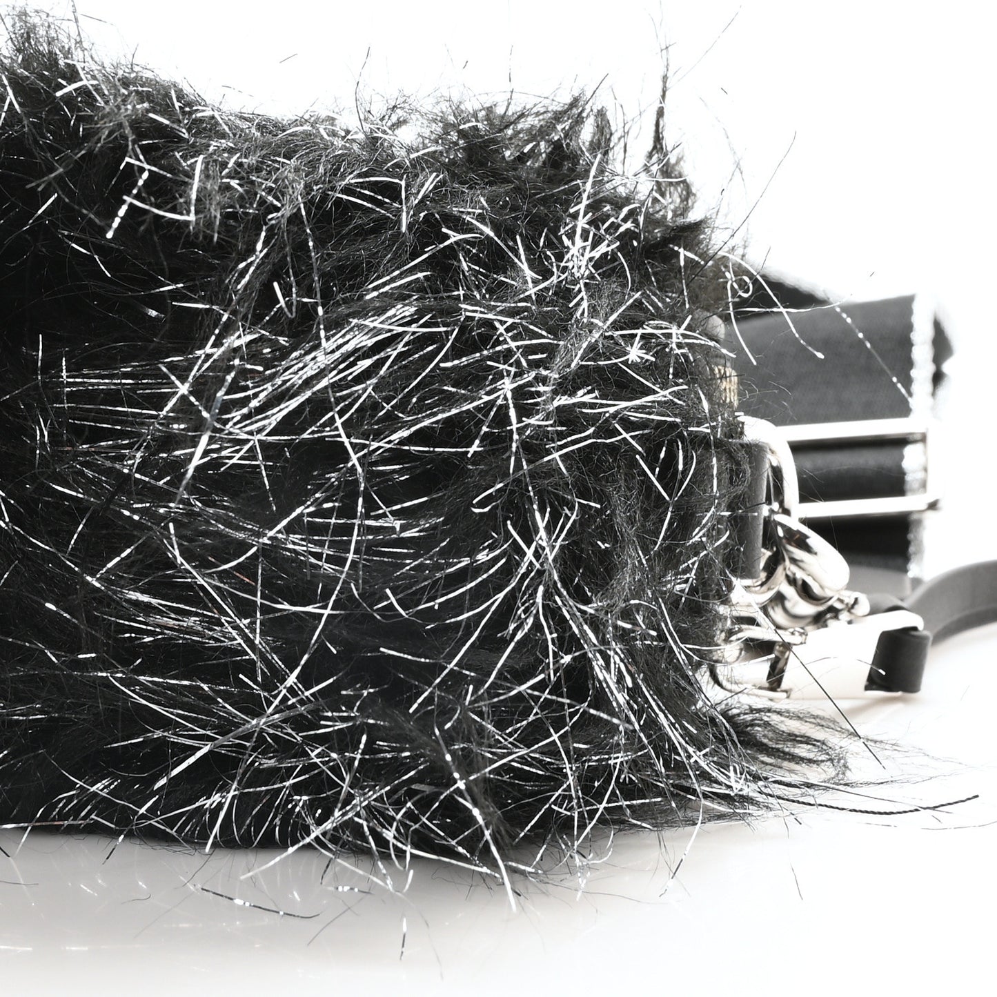 Faux Fur The Monster Snapshot Camera Bag Black Silver