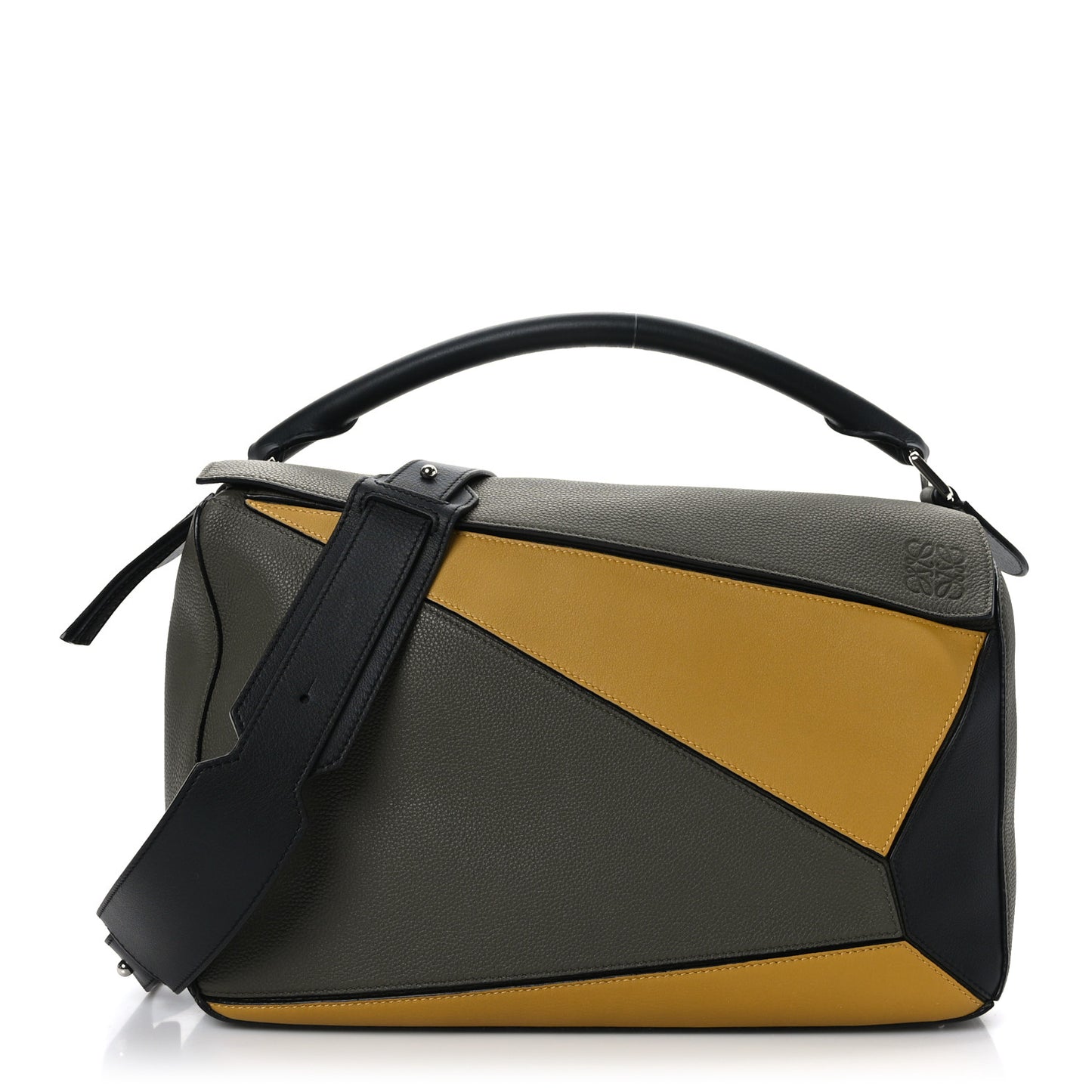 Calfskin Large Puzzle Bag Avocado Mustard Yellow