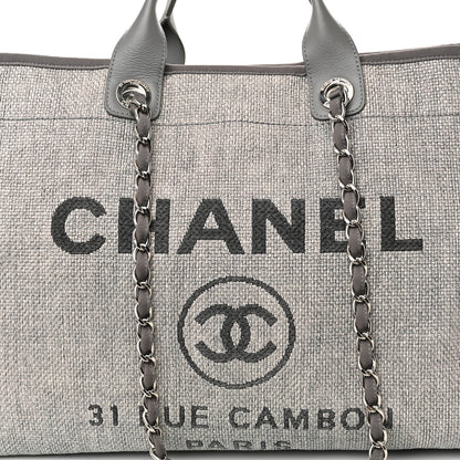Chanel Woven Straw Raffia Large Deauville Tote Grey 8 of 10