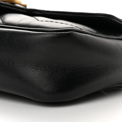 Gucci Calfskin Matelasse Super Mini GG Marmont Shoulder Bag Black 10 of 11