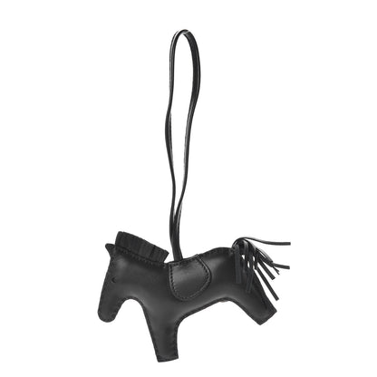 Hermes Milo Lambskin Grigri Rodeo Horse Bag Charm MM So Black 1 of 5
