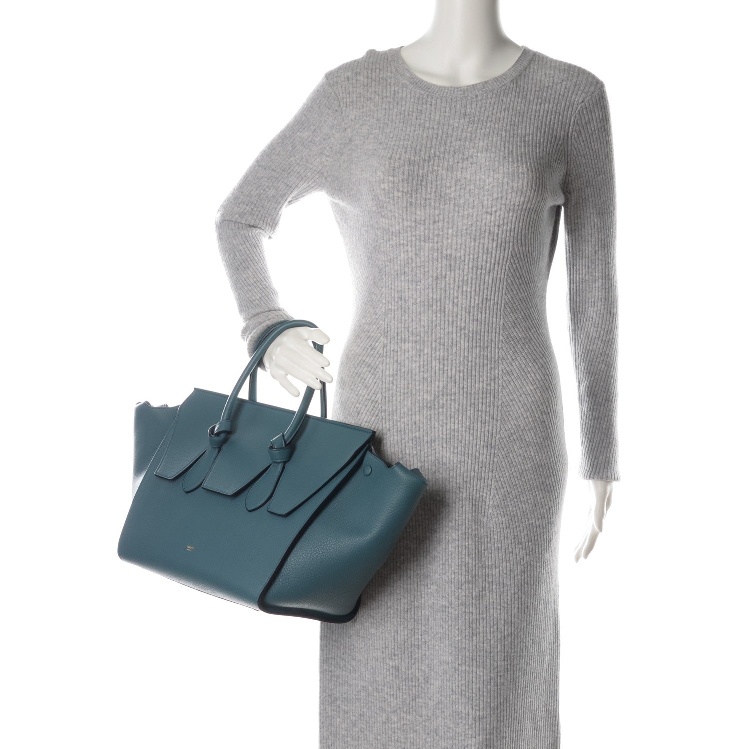Celine Grained Calfskin Small Tie Knot Tote Denim 2 of 8