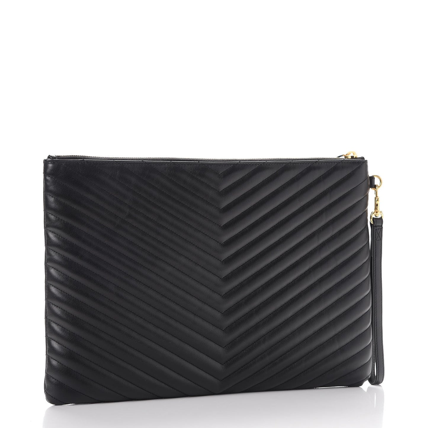 Calfskin Matelasse Chevron Monogram Document Holder Black