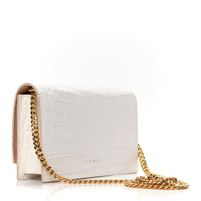 Alexander McQueen Calfskin Crocodile Embossed Skull Mini Crossbody Bag White 2 of 4