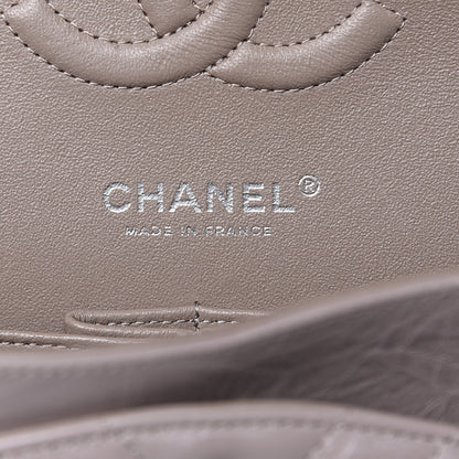Chanel Iridescent Calfskin Chevron Quilted Medium Double Flap Grey 6 of 11