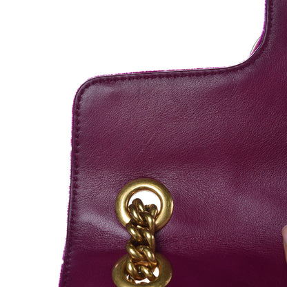 Gucci Velvet Matelasse Mini GG Marmont Shoulder Bag Fuchsia Violet Cyclamen 9 of 10