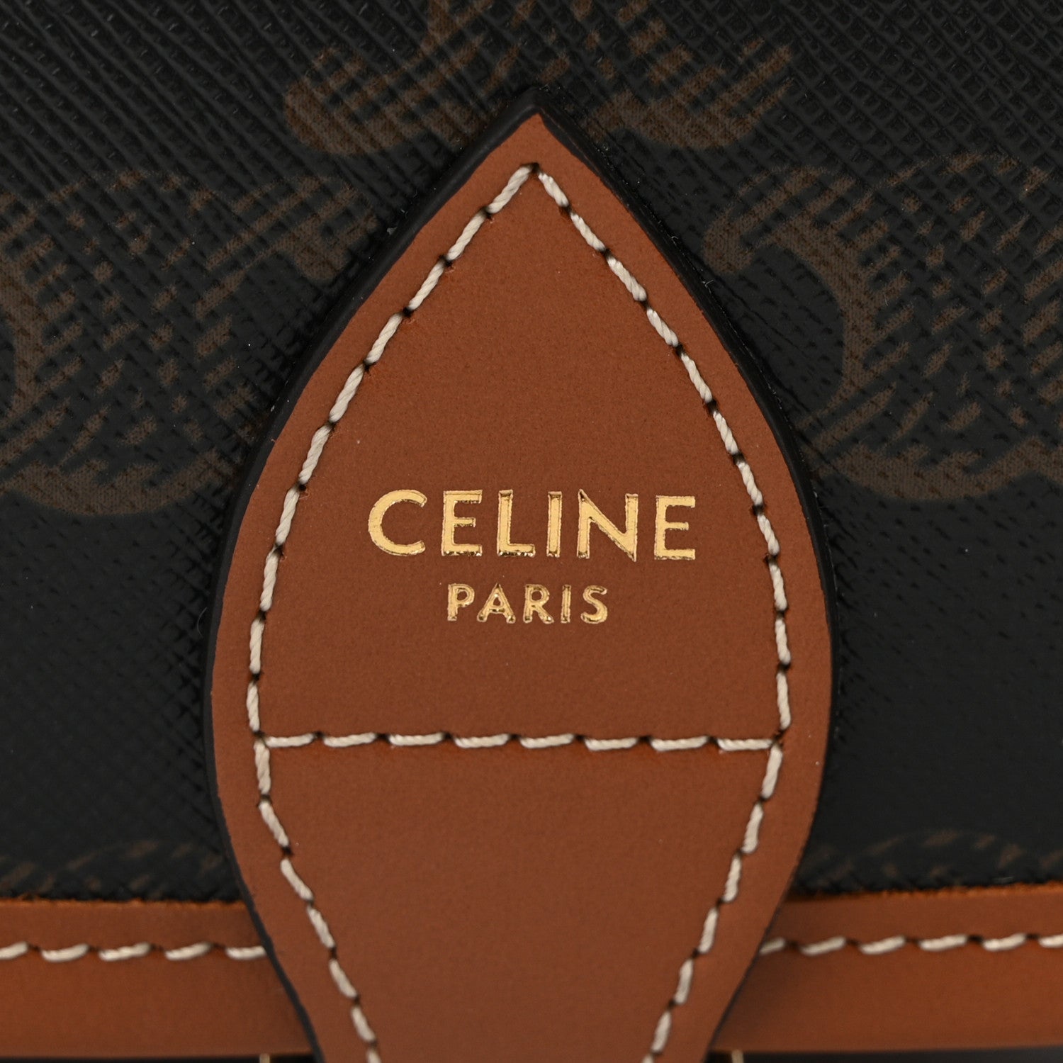 Celine Triomphe Canvas Medium Folco Bag Tan 6 of 9