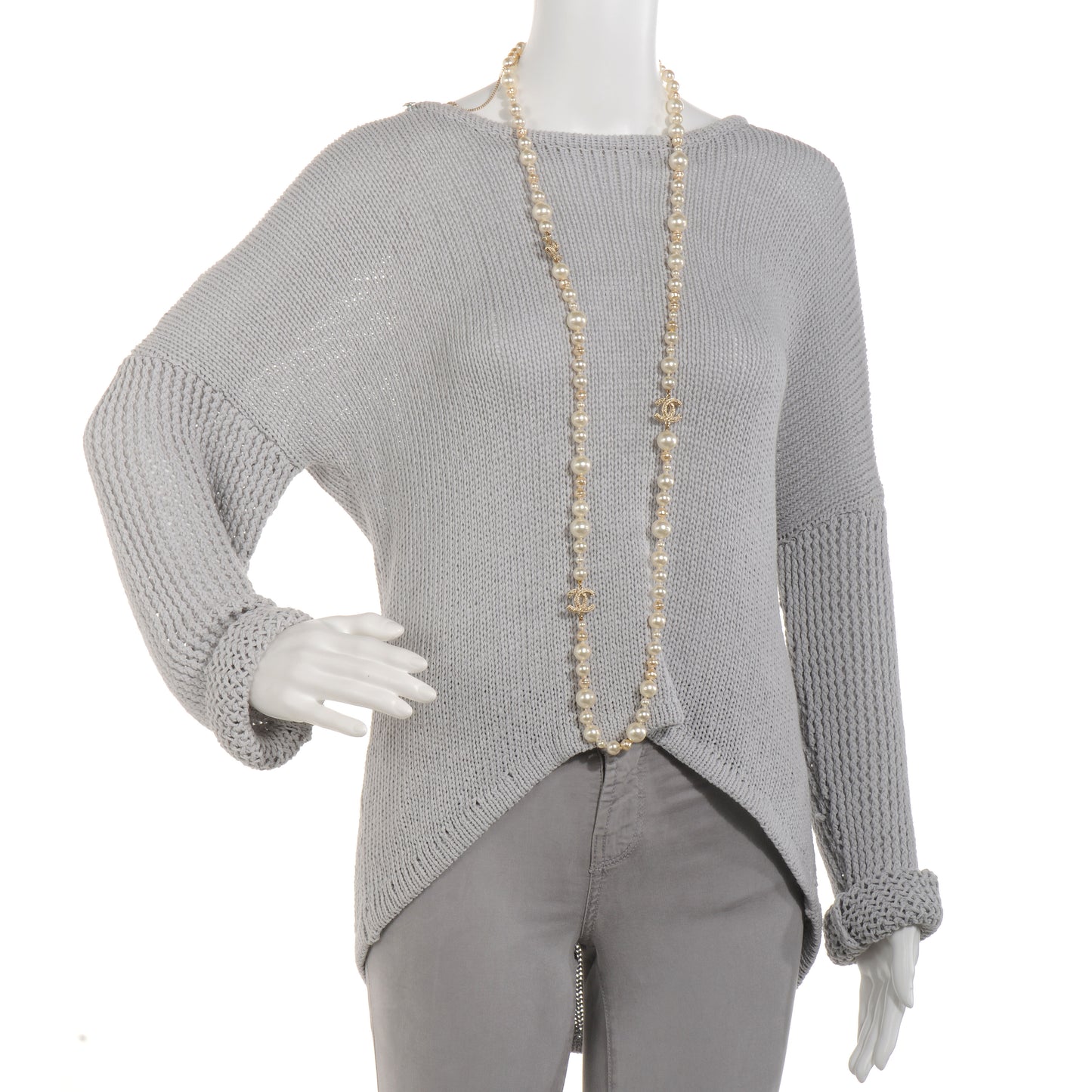Pearl CC Long Necklace Gold