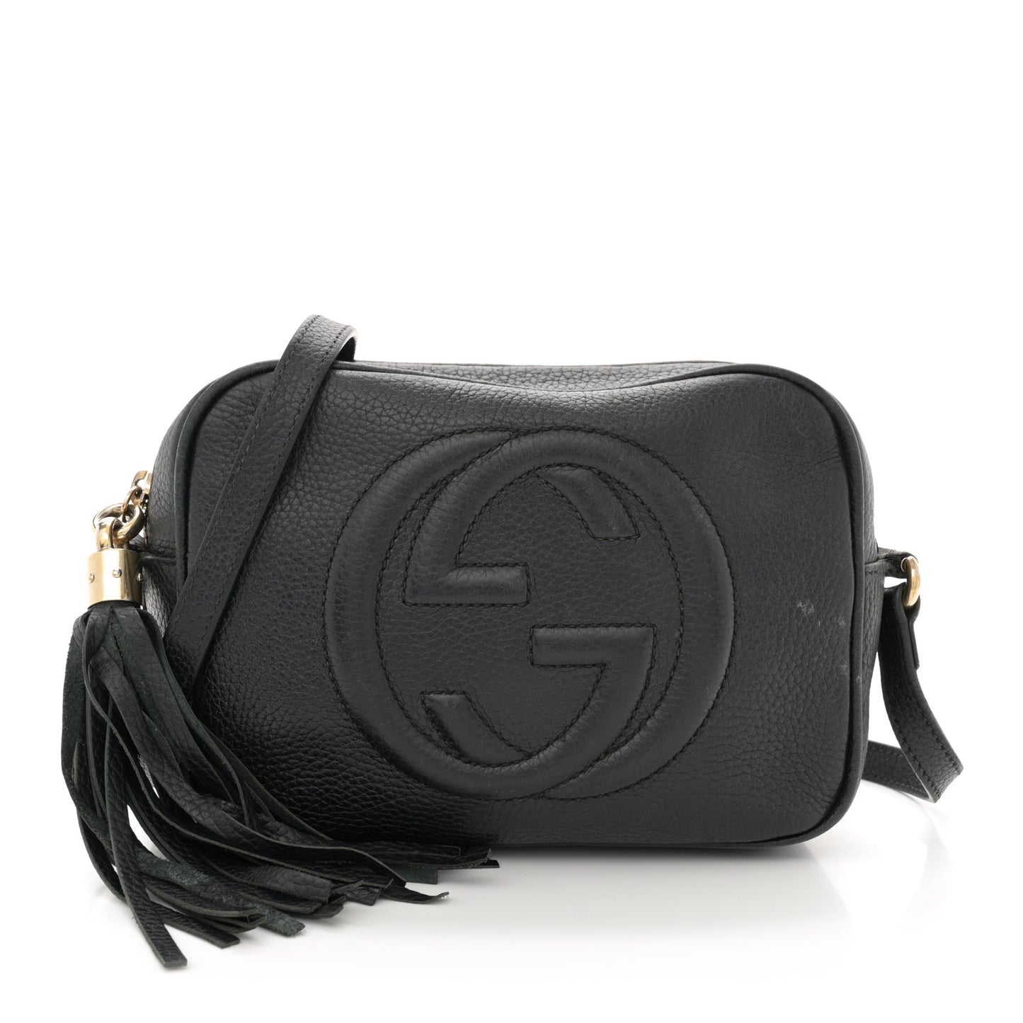 Pebbled Calfskin Small Soho Disco Bag Black