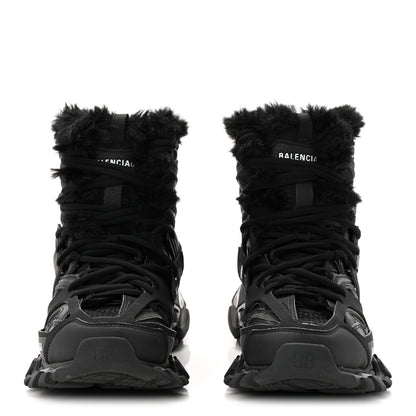 Balenciaga Mesh Nylon Faux Fur Womens Track Hike Sneakers 37 Black 2 of 9