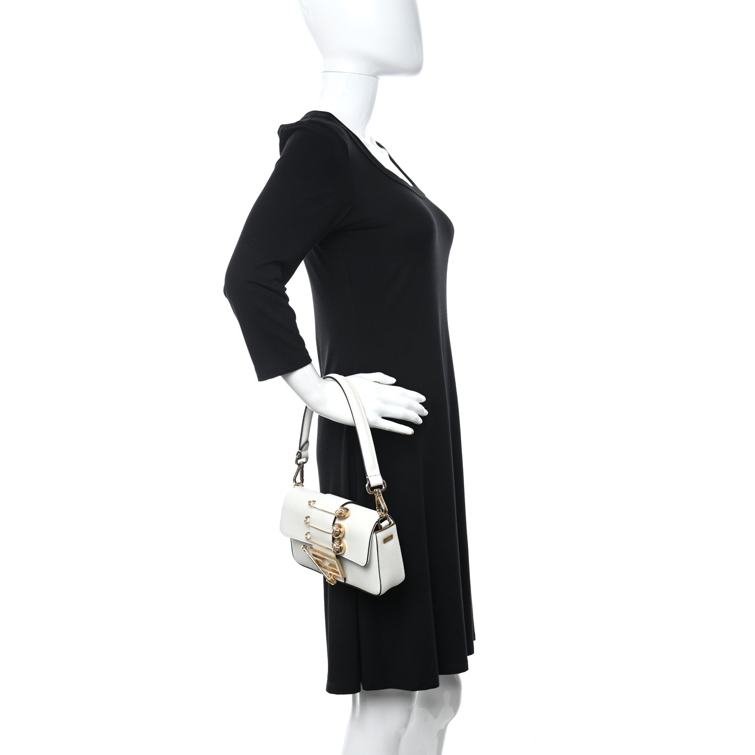 Fendi X VERSACE Vitello Seta Fendace Mini Brooch Baguette White Ice 2 of 11