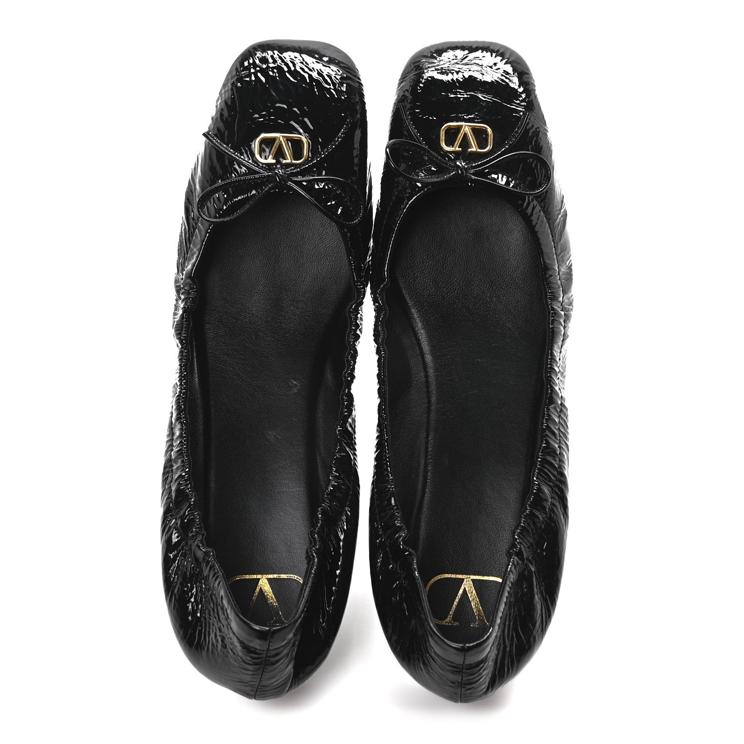 Valentino Garavani Naplack Nappa Vlogo Bow Mary Jane Ballerina Flats 38.5 Black 2 of 9