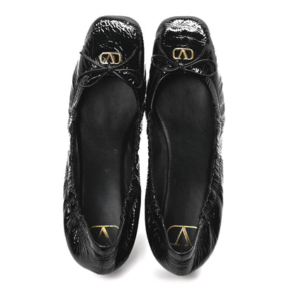 Valentino Garavani Naplack Nappa Vlogo Bow Mary Jane Ballerina Flats 38.5 Black 2 of 9