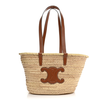 Celine Raffia Calfskin Triomphe Medium Panier Tan 1 of 10