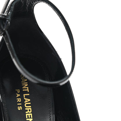 Saint Laurent Patent Calfskin Betty 110 Ankle Strap Pumps 38 Black 8 of 9