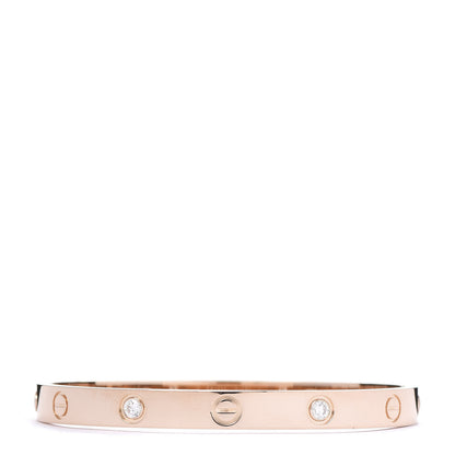 Cartier 18K Pink Gold 4 Diamond LOVE Bracelet 17 1 of 10