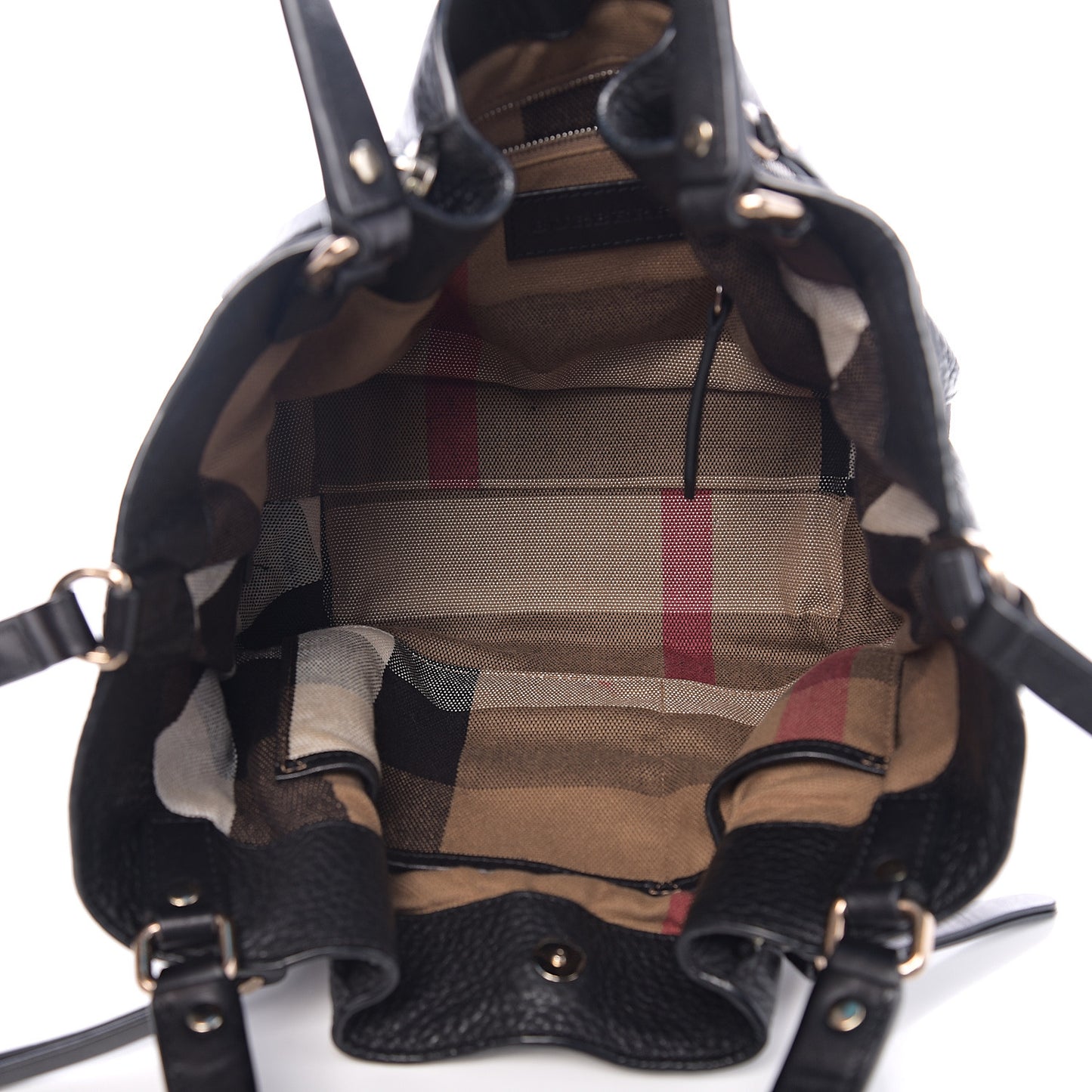 Grainy Calfskin House Check Small Maidstone Black