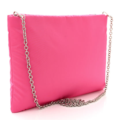 Prada Tessuto Nylon Soft Padded Medium Chain Clutch Bag Fuxia 3 of 10