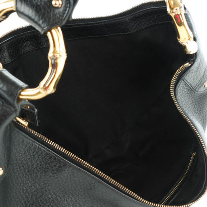 Gucci Pebbled Calfskin Web Bamboo Ring Hobo Black 5 of 7