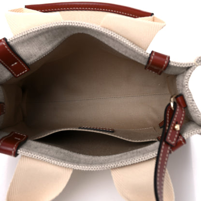 Chloe Cotton Calfskin Small Woody Ribbon Tote With Strap White Brown 5 of 10