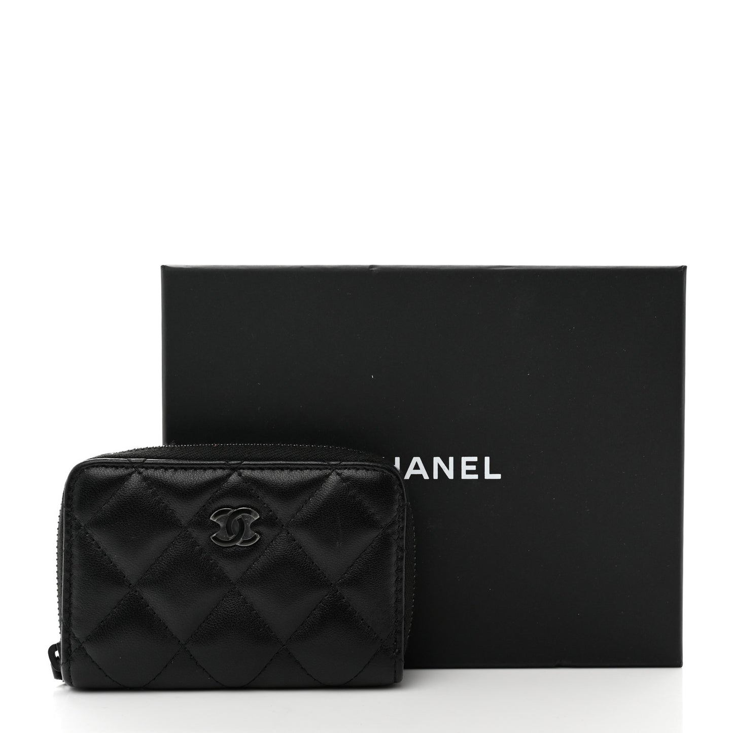 Lambskin Quilted Zip Coin Purse So Black