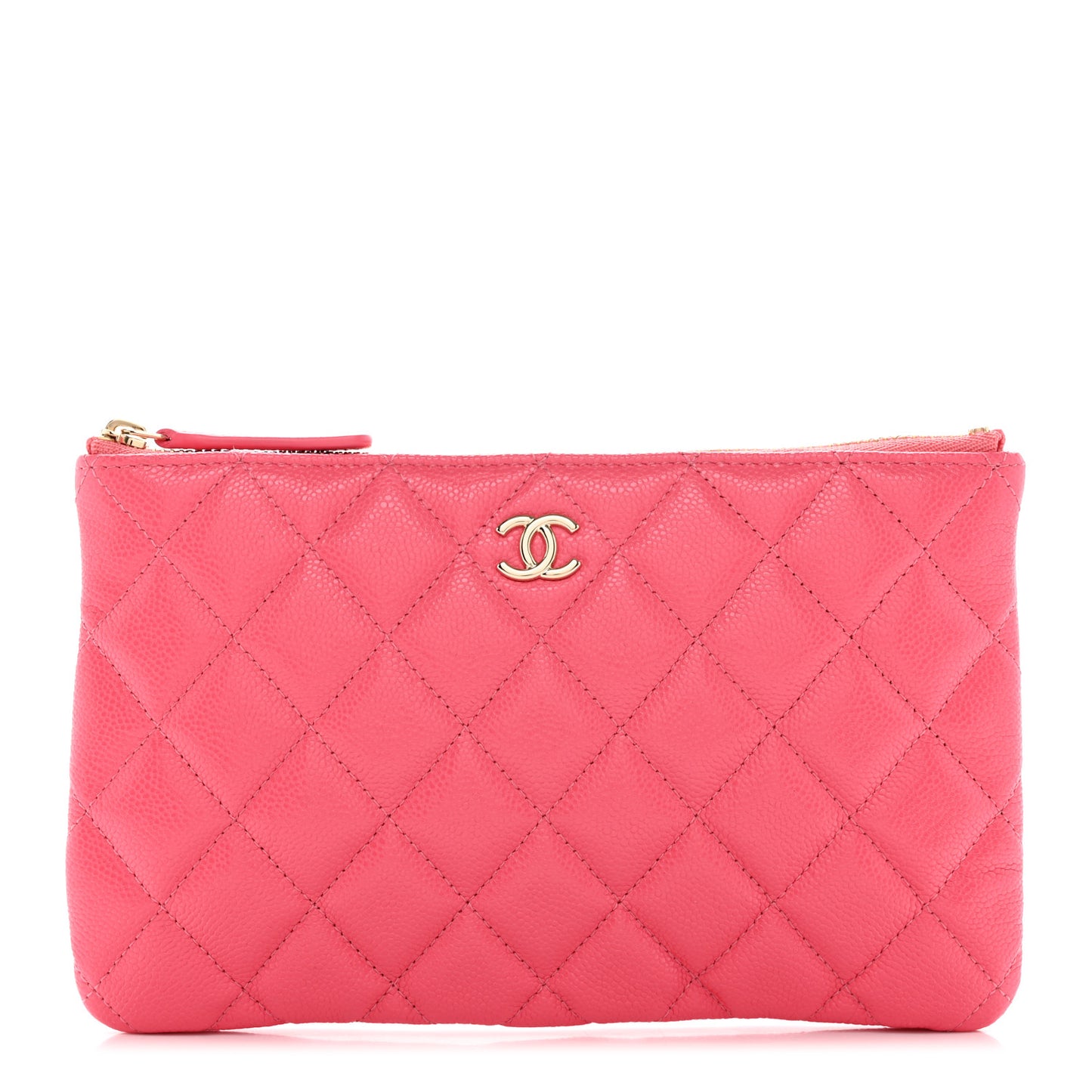 Caviar Quilted Cosmetic Case Pink