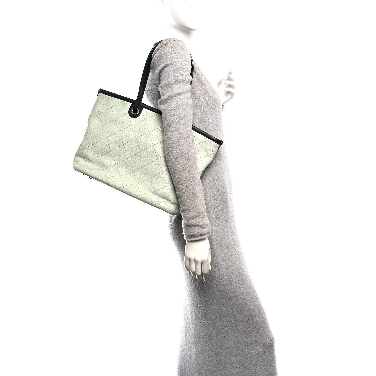 Chanel Grained Calfskin Shopping Fever Tote Green 3 of 11