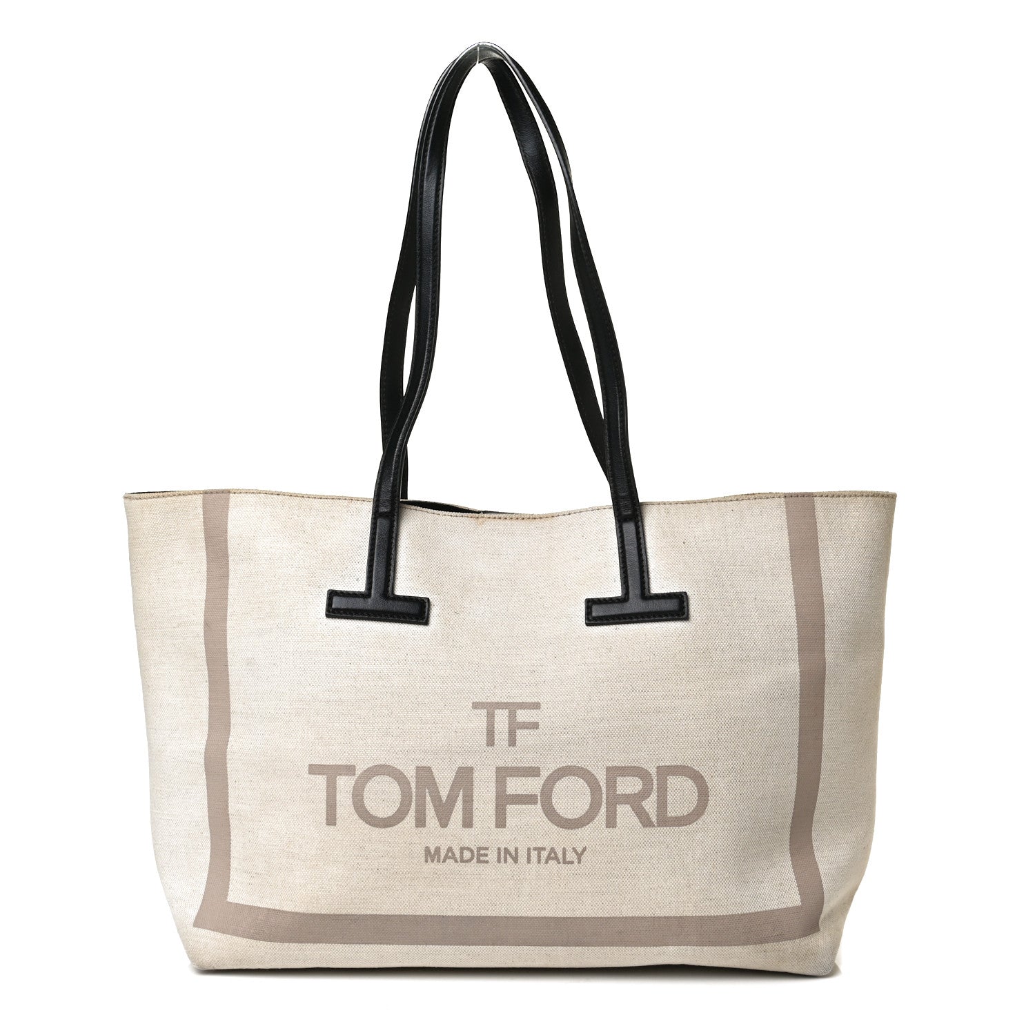 Tom Ford Canvas Calfskin T Tote Beige 1 of 19