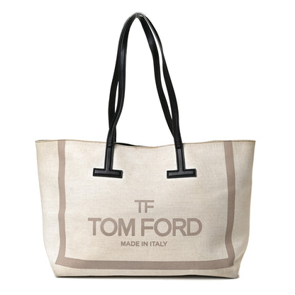Tom Ford Canvas Calfskin T Tote Beige 1 of 19