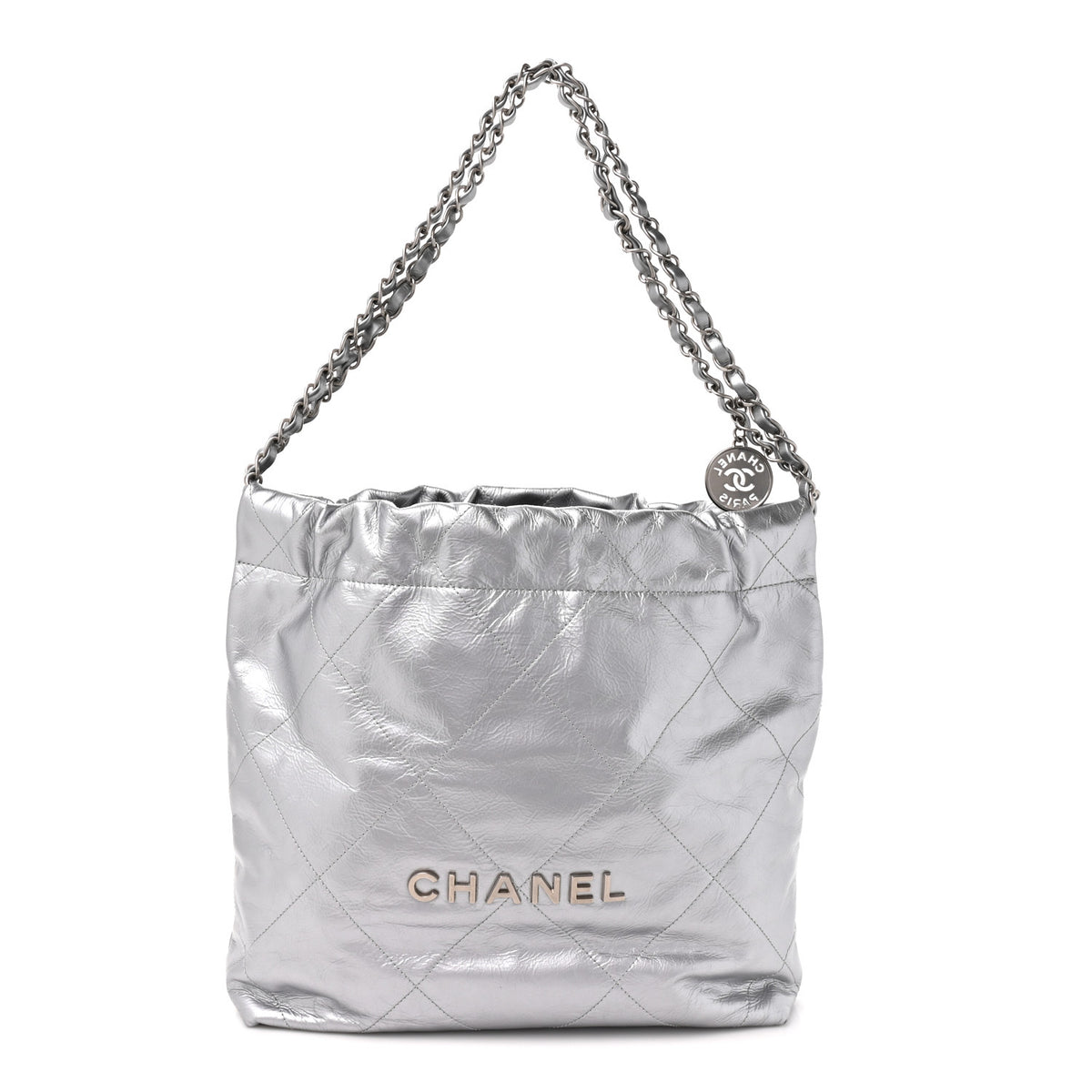 Chanel Metallic Calfskin Quilted Small Chanel 22 Silver 1 of 10