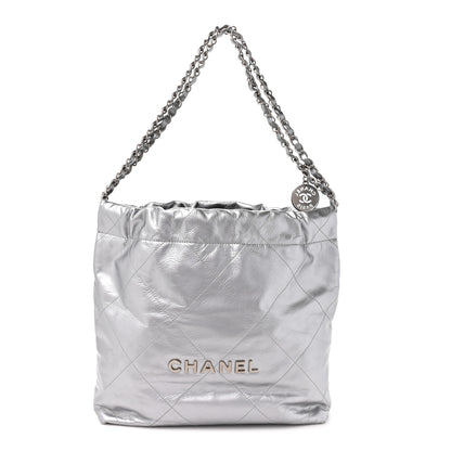 Chanel Metallic Calfskin Quilted Small Chanel 22 Silver 1 of 10