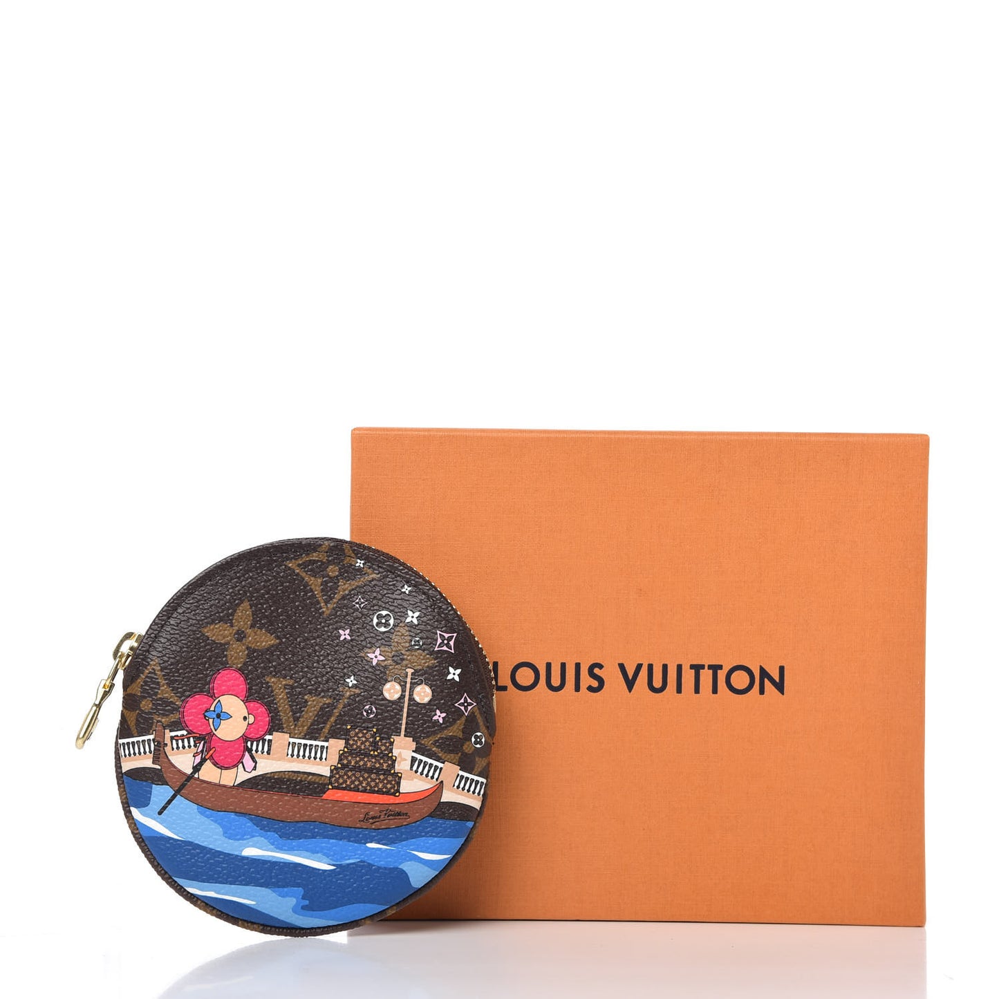 Monogram 2019 Christmas Animation Round Coin Purse Blue
