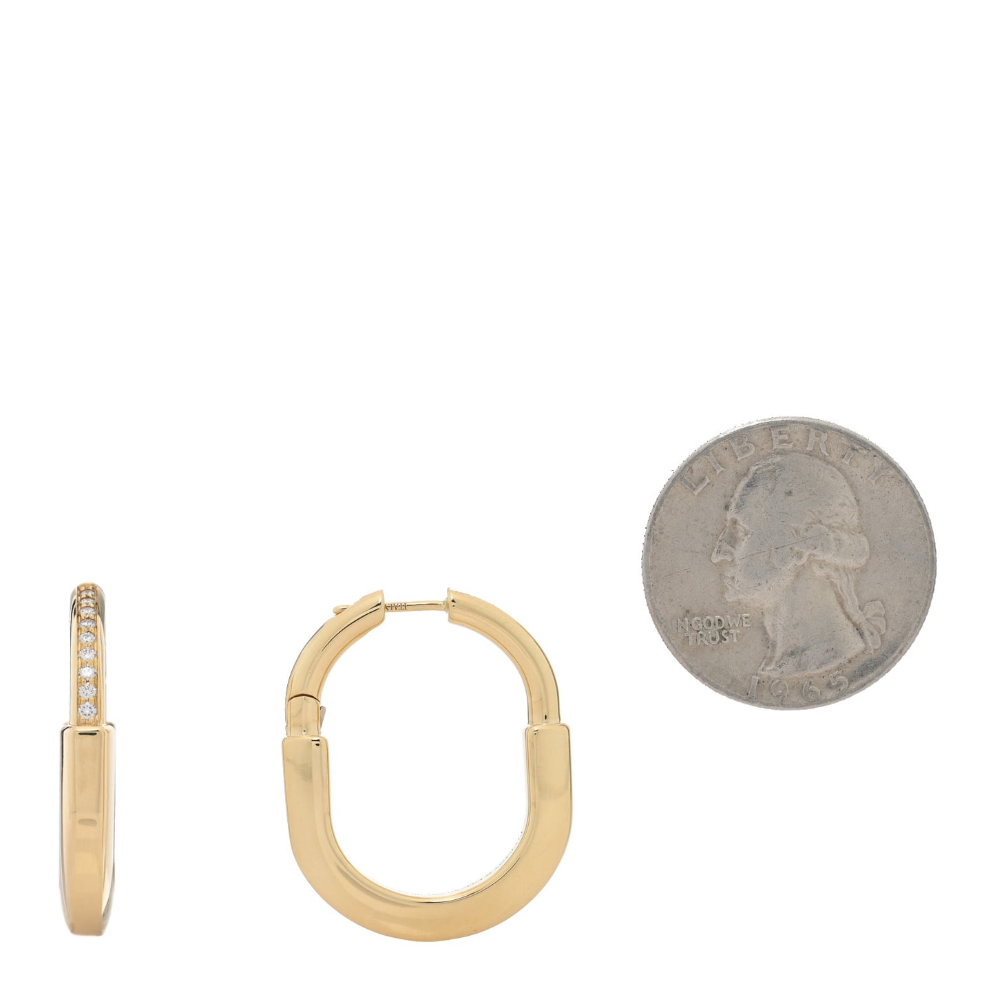 18K Yellow Gold Diamond Medium Lock Earrings