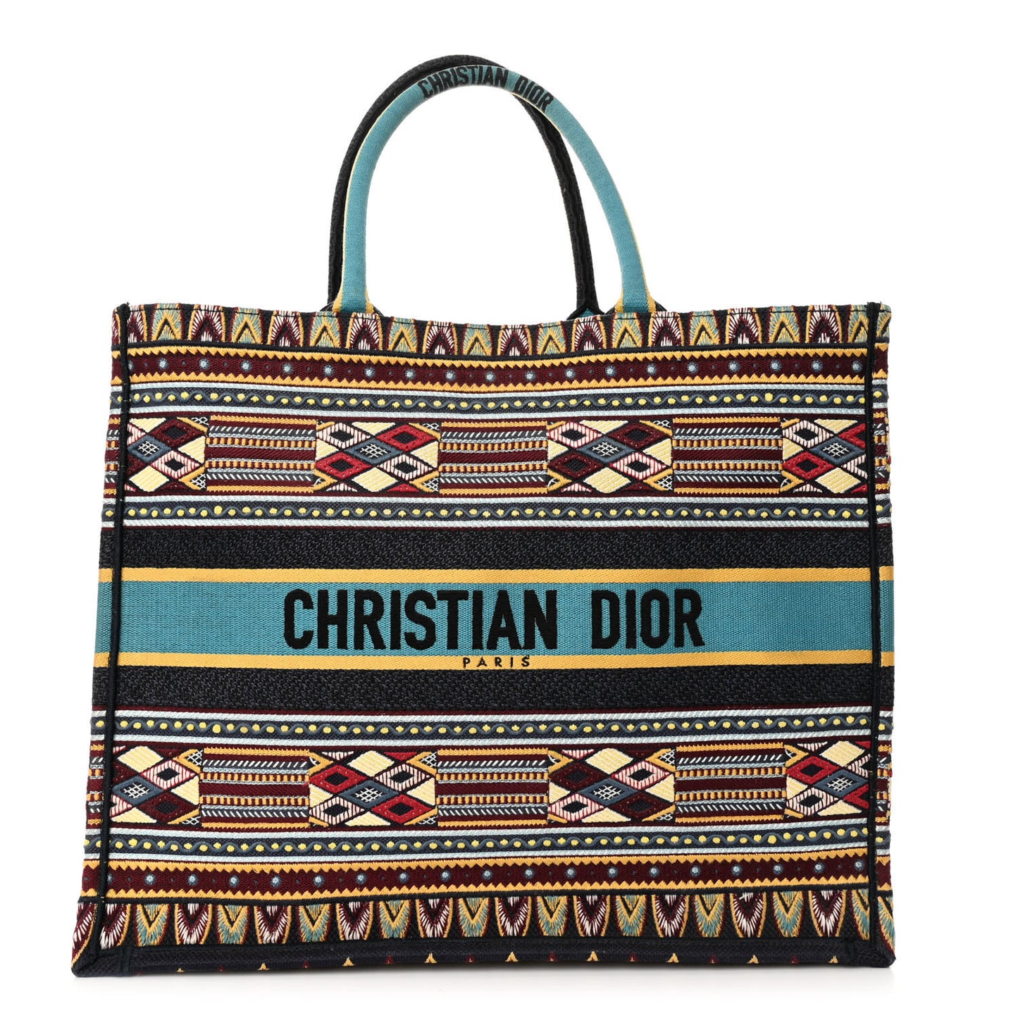 Canvas Embroidered Book Tote Blue Multicolor
