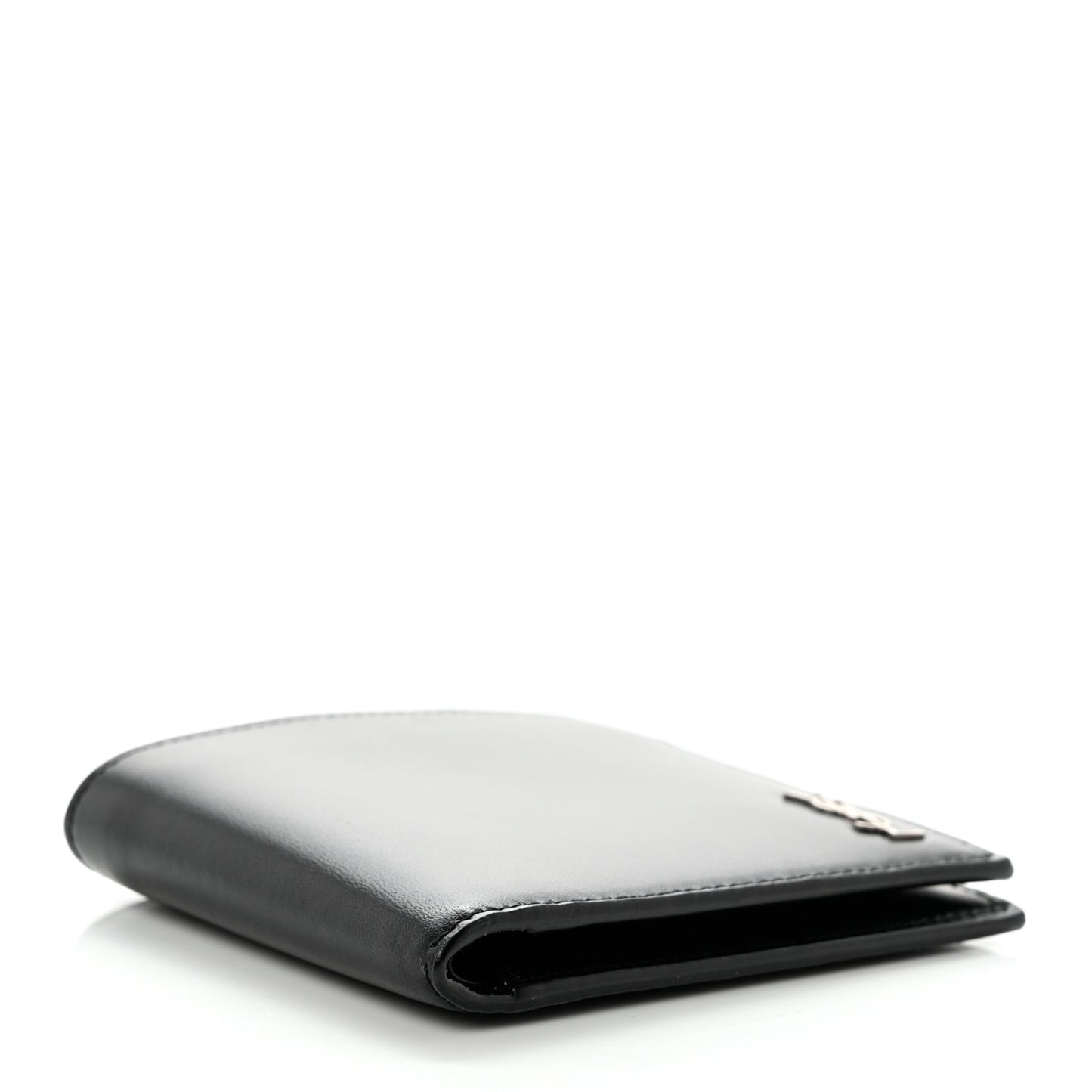 Matte Calfskin Tiny Cassandre East West Wallet Black