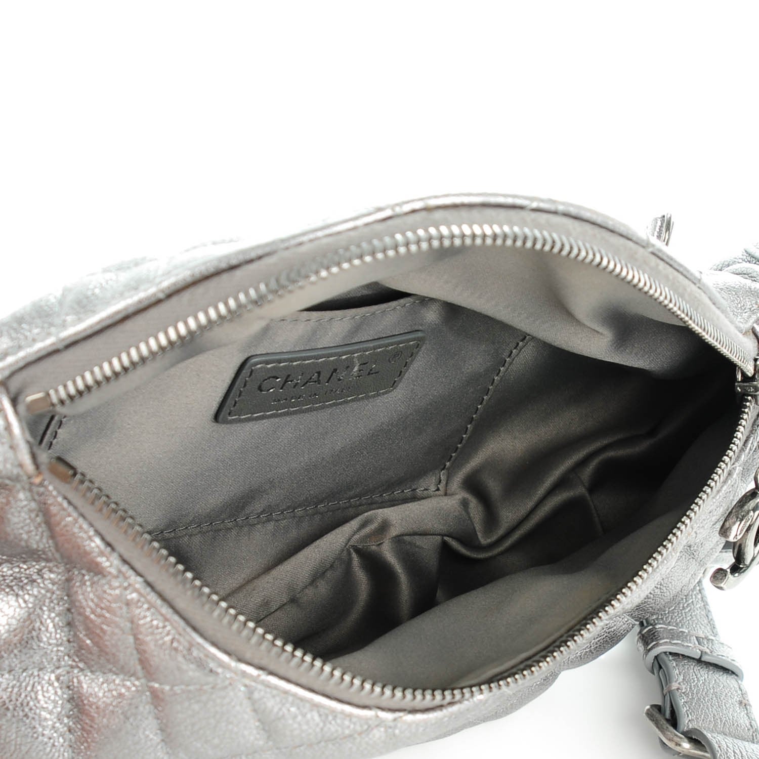 Chanel Metallic Goatskin Quilted Banane Waist Bag Fanny Pack Silver 5 of 7