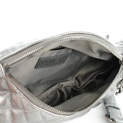 Chanel Metallic Goatskin Quilted Banane Waist Bag Fanny Pack Silver 5 of 7