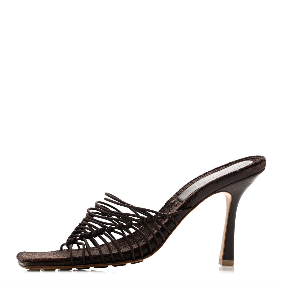 Raffia Elasticized Stretch Mule Sandals 39 Bitter Chocolate